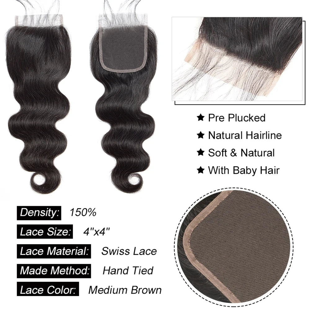 Body Wave Bundles With Closure Brazilian Hair