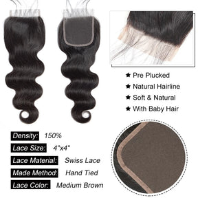 Body Wave Bundles With Closure Brazilian Hair